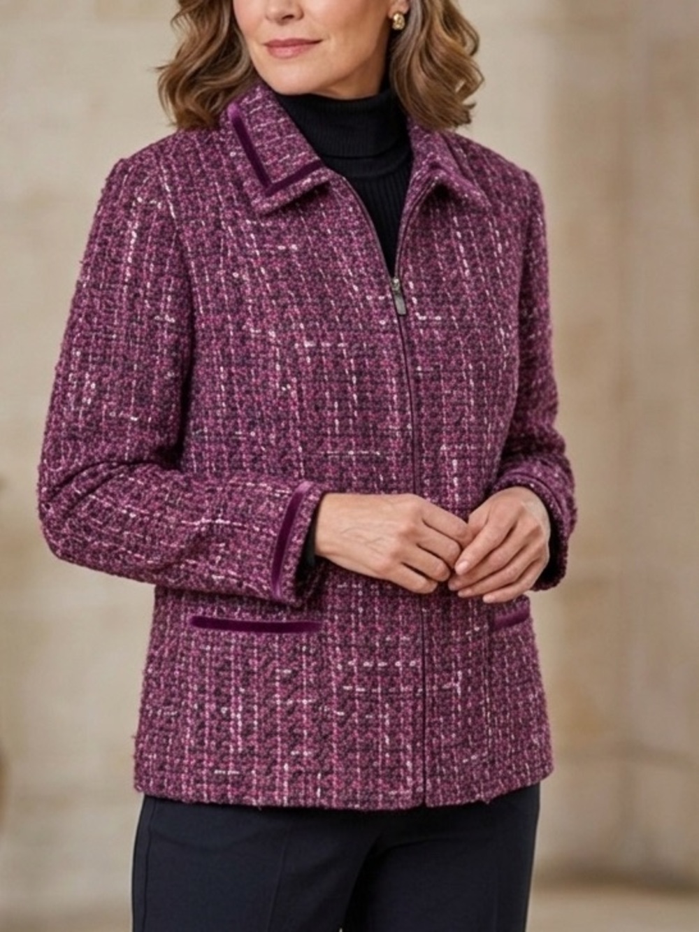 TanJay Tweed Zipped Blazer/Jacket